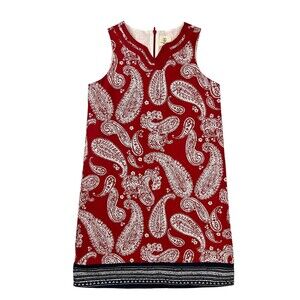 Lands' End Summer Dress  Girls 10  NWOT  Sleeveless Red White & Blue Paisley